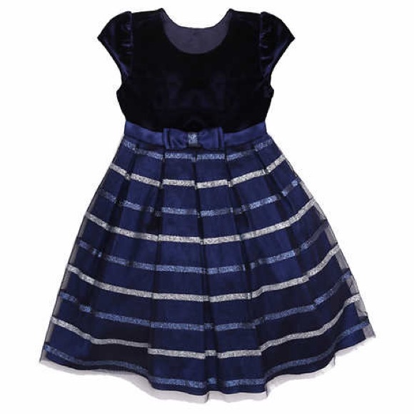 Jona Michelle Kids' Christmas Dress - Navy/Silver - Picture 3 of 7